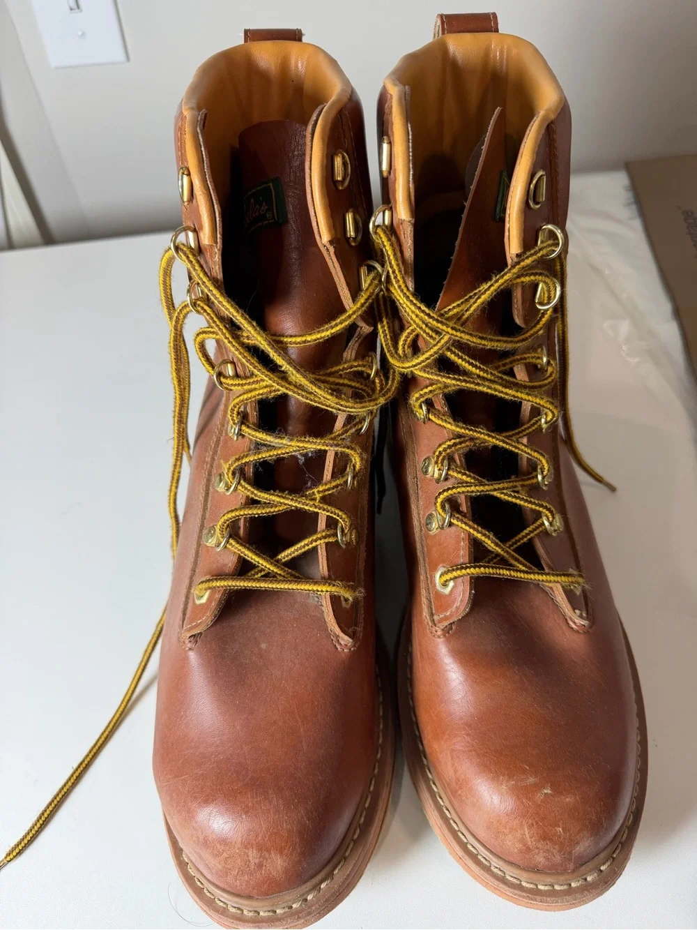 Cabela's Size 12 Felt Bottom Brown Leather Lace-Up Men's Moto Combat Boots